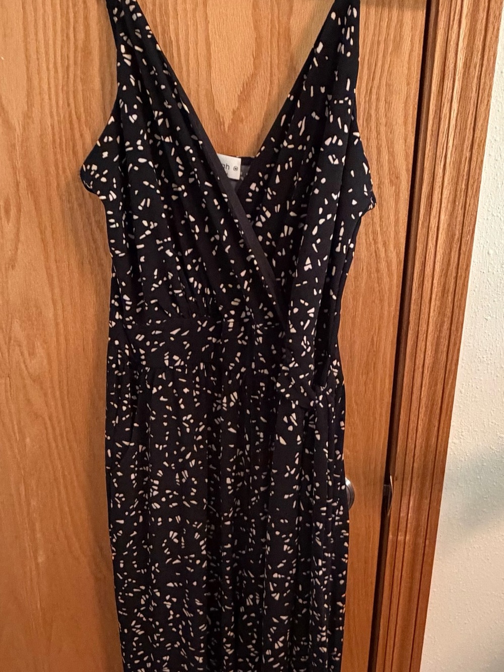 Kaileigh Black Jumpsuit with Cream Abstract Spot Print